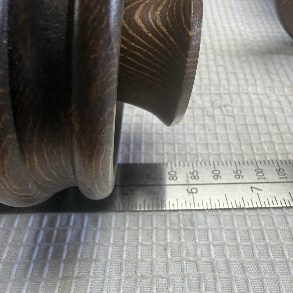 Set 2 Vintage Wooden Pedestal Taper Candlestick Holders 6